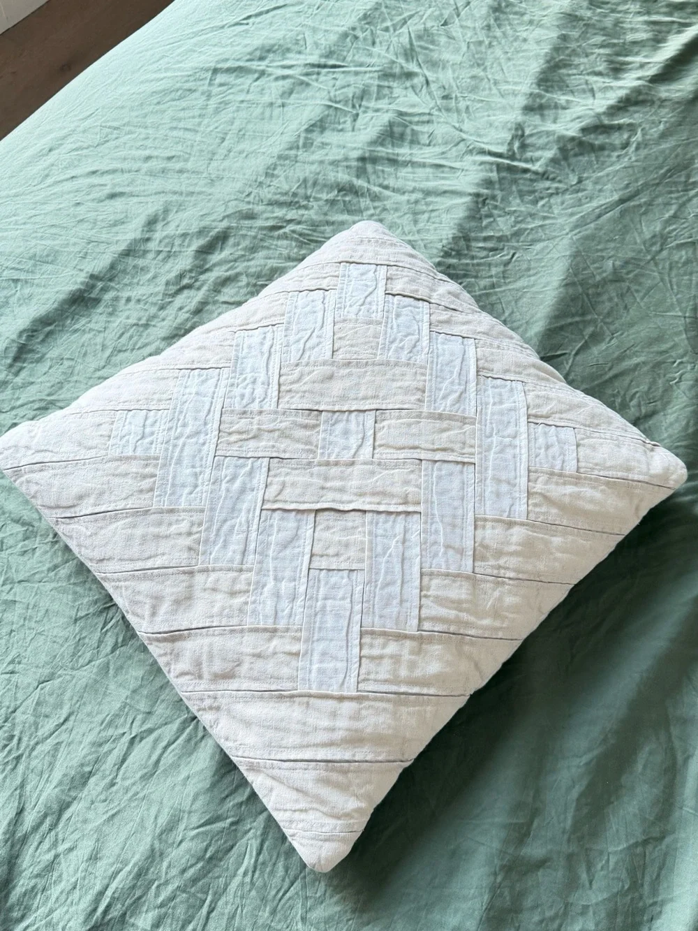 West Elm Cream Woven-Texture Decorative Pillow